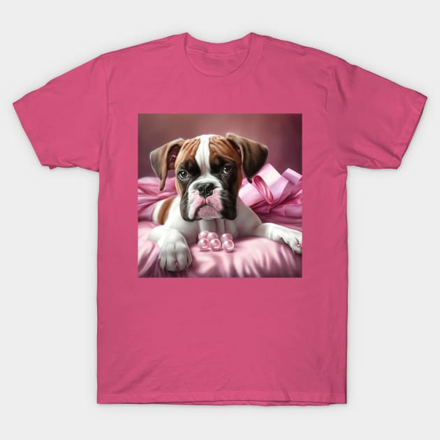 Cute Boxer Puppy T-Shirt by Enchanted Reverie